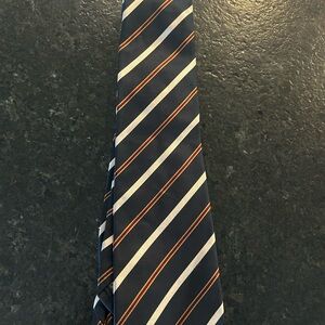 Banana Republic 100% Silk Black Tie with White and Brown Stripes